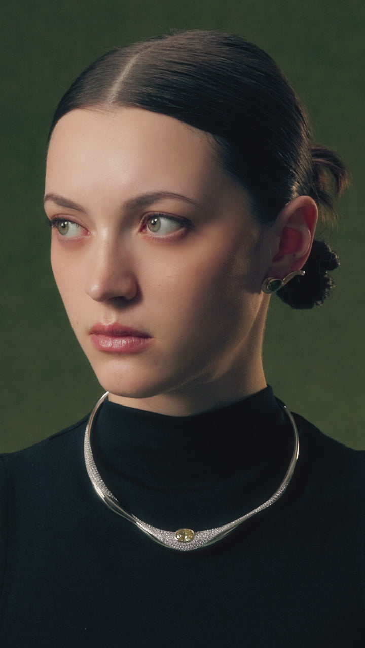 SIERRA Sculpted Pavé Contour Collar Necklace