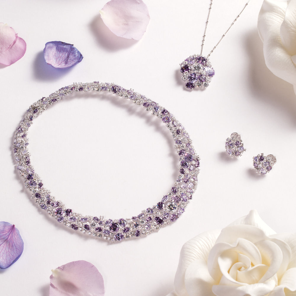 Deseo Grand Multicolor Stone Necklace - Purple x White - ARTE Madrid