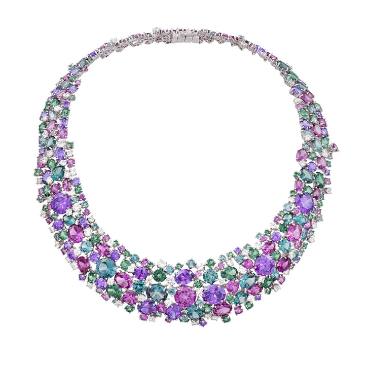 Deseo Grand Multicolor Stone Necklace - Purple x Blue-green - ARTE Madrid