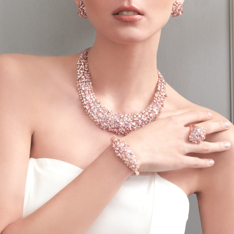 Deseo Grand Multicolor Stone Necklace - Pink x White