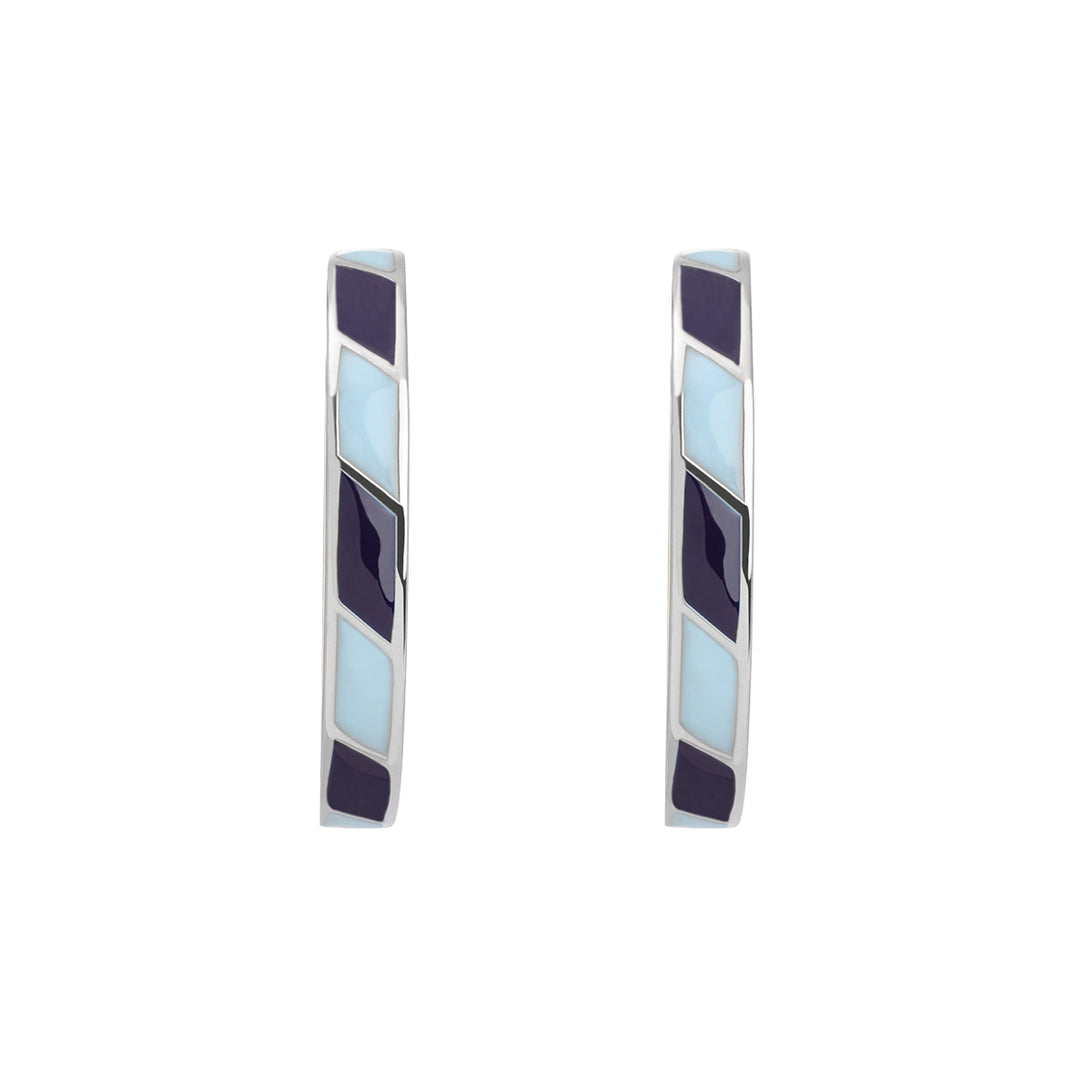 Color Me 120V Solitaire Twisted Earrings - Navy x Light Blue - ARTE Madrid