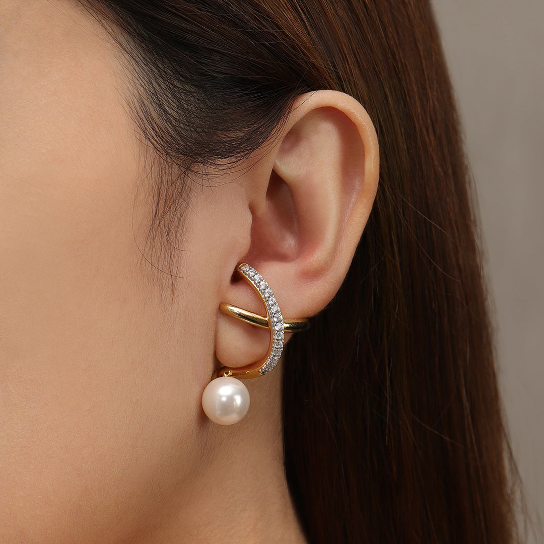 TOGGLE Convertible Crossover Earring with Pearl (Single Earring - Left Side) - ARTE Madrid