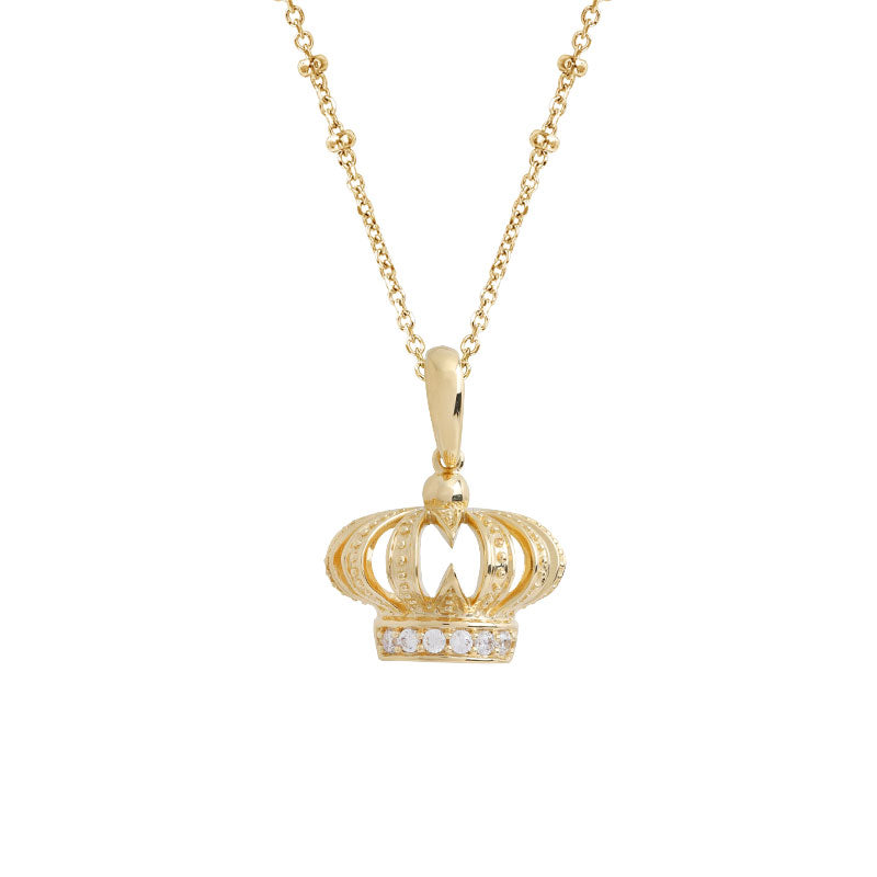 White Gemstone Small Crown Necklace - ARTE Madrid