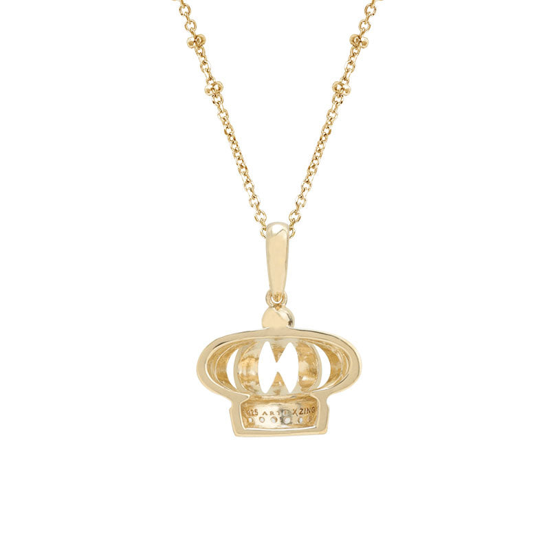 White Gemstone Small Crown Necklace - ARTE Madrid