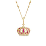 A to Z Red Gemstone Small Crown Necklace