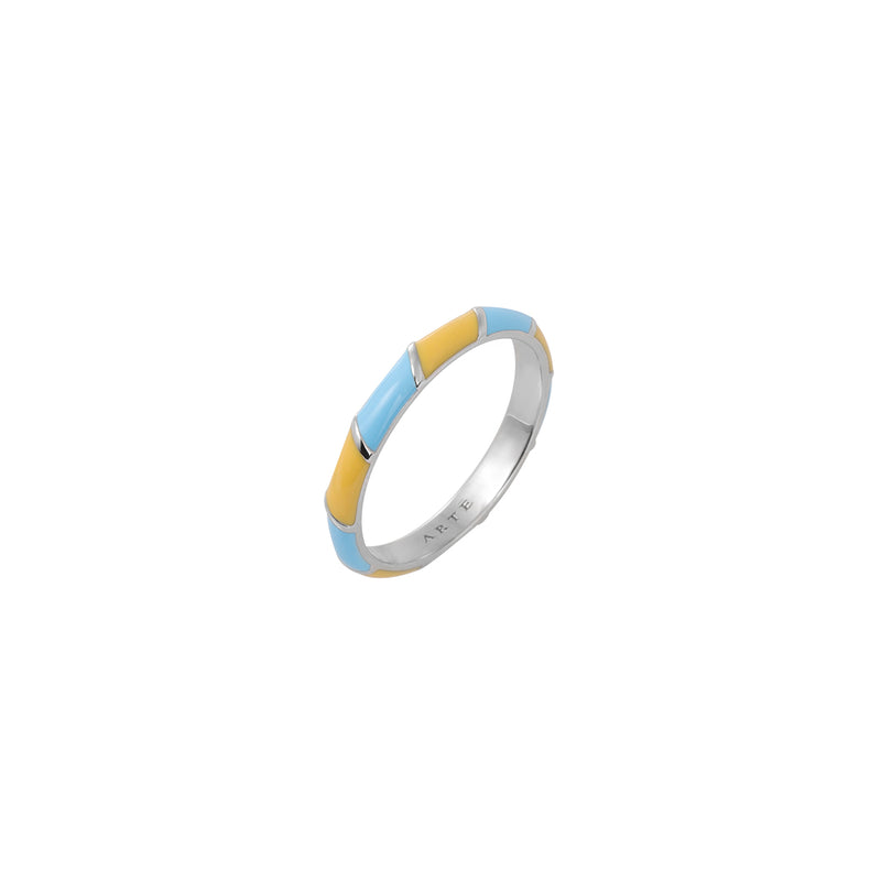 Color Me 120V Twisted Ring - Yellow x Light Blue