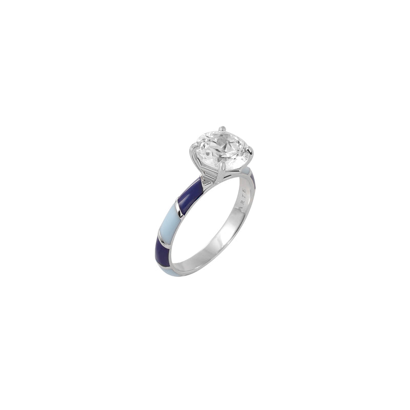 Color Me 120V Solitaire Twisted Ring - Navy x Light Blue