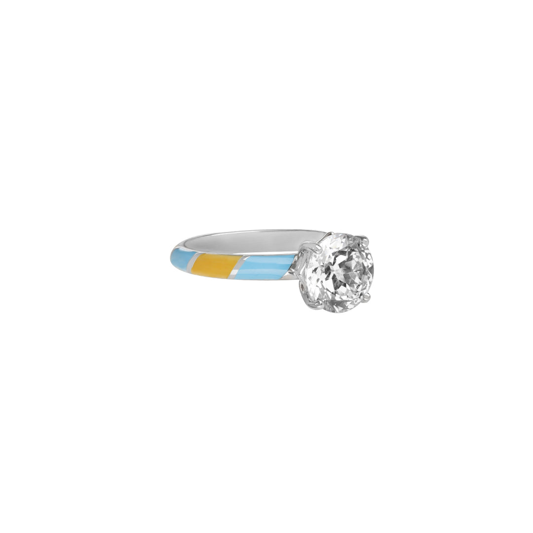 Color Me 120V Solitaire Twisted Ring - Yellow x Light Blue - ARTE Madrid