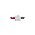 Color Me 120V Solitaire Twisted Ring - Dark Green x Raspberry Red